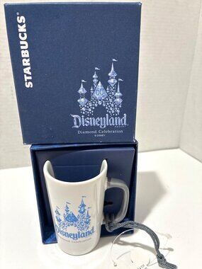 New Disneyland 60th Diamond Celebration Disney Starbucks Ceramic Mug Ornament